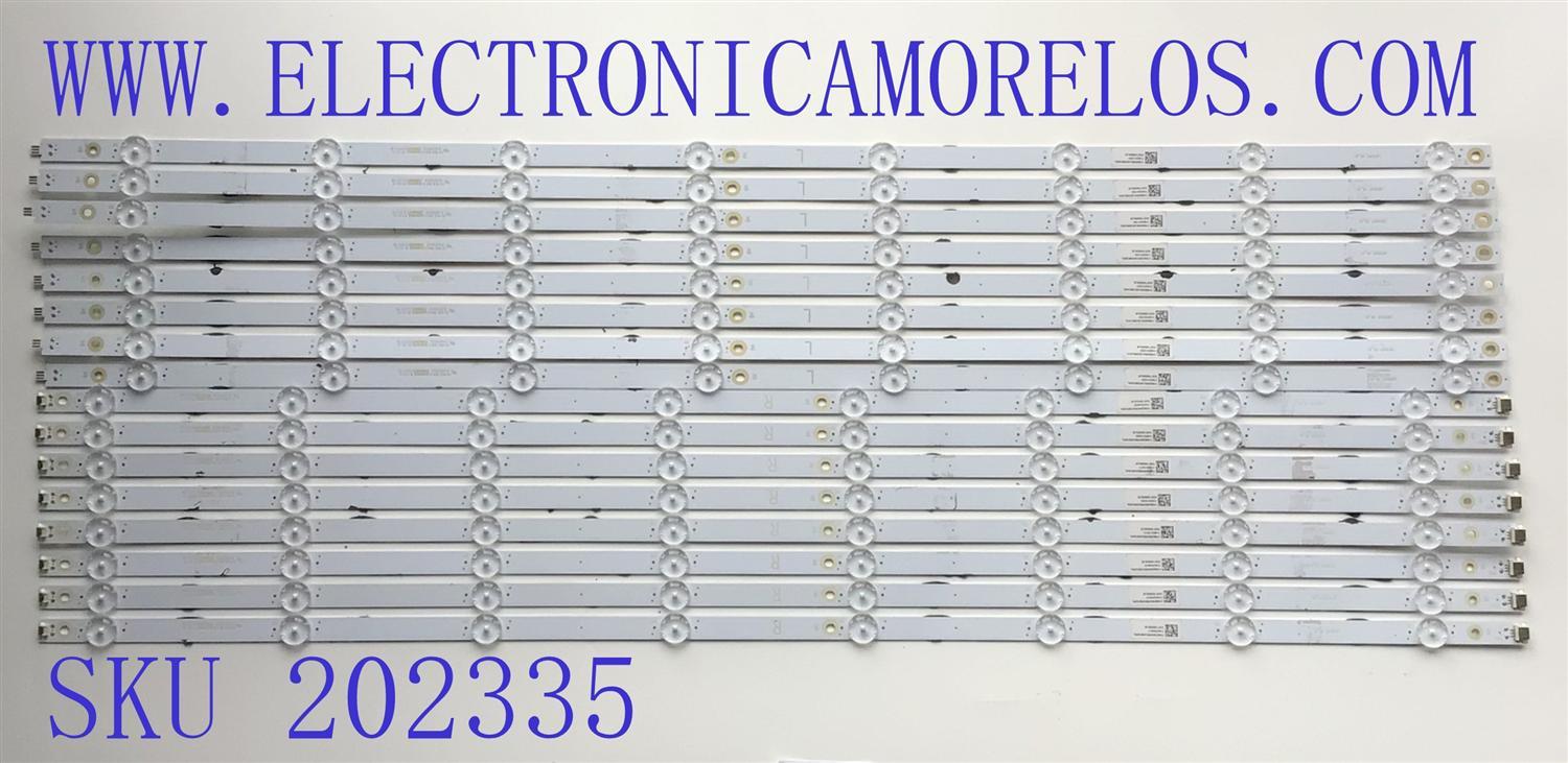 KIT DE LED'S PARA TV INSIGNIA (16 PIEZAS) / NUMERO DE PARTE LB7502T V0_01 / 210BZ08DRB33MCQ00L / 21462041200 / 3C67100000LM / PANEL TPT750WR-QUBF91.K REV:S9WPAV / MODELO NS-75F301NA22